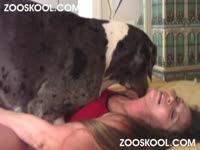 Zoophilia porn video with brunette getting banged deep in her pussy